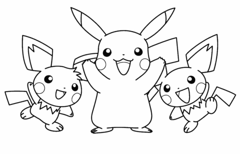 Pikachu And His Friends Coloring Page